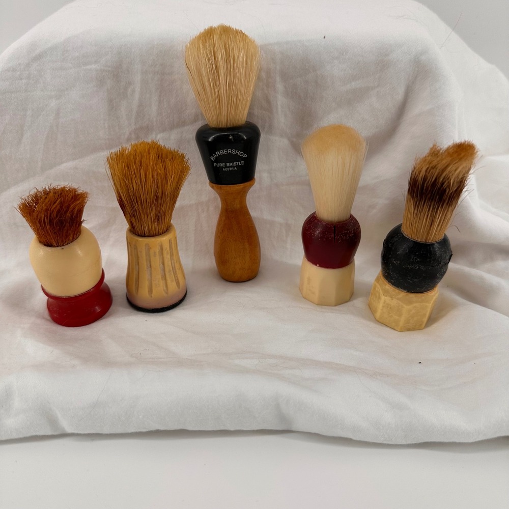 Vintage Shaving Brush Lot Ever-Ready Made Rite Barbershop Stag Wood Bakelite